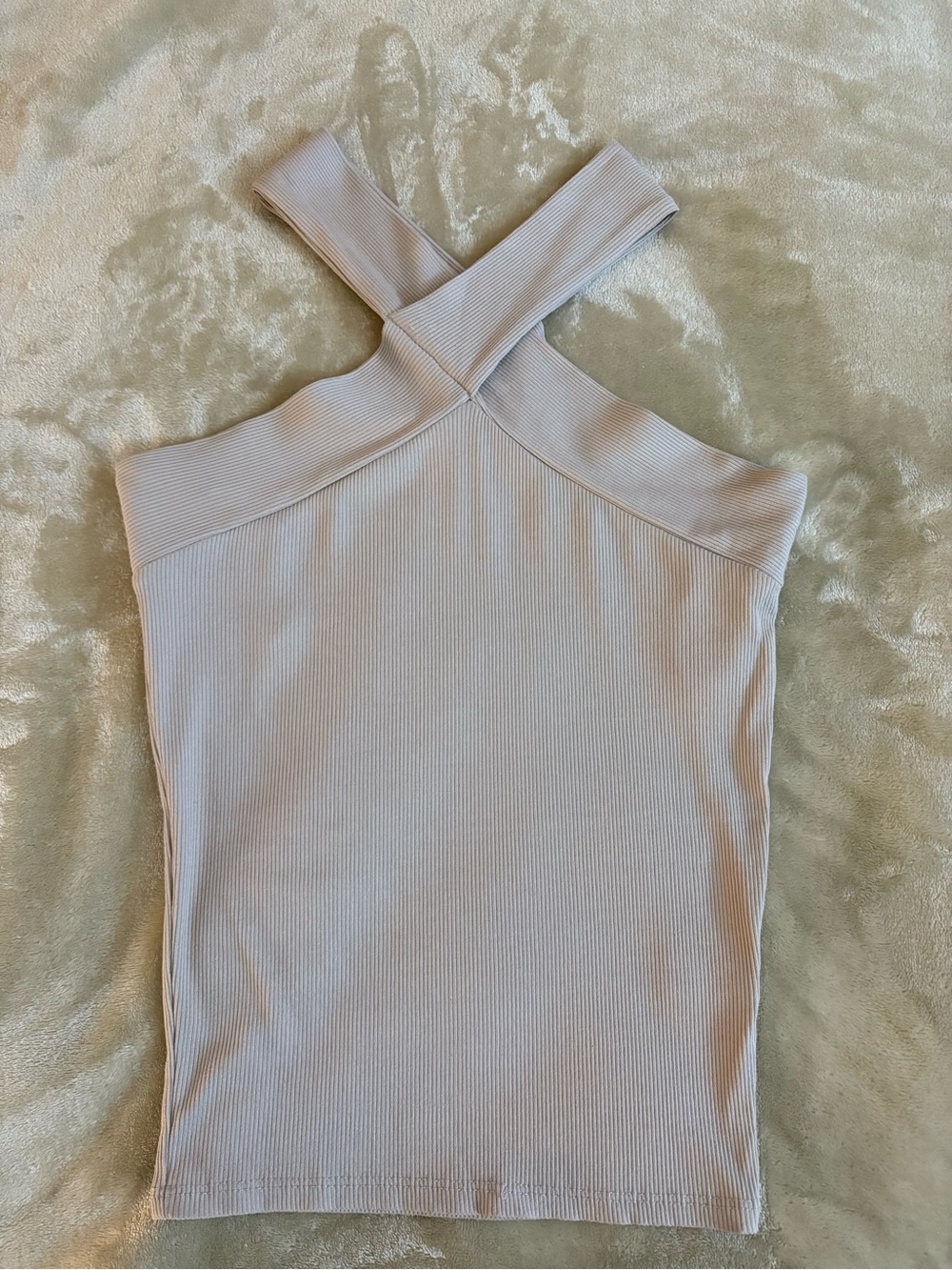 Red by BKE Criss Cross Halter Ribbed Fabric Taupe Size XS